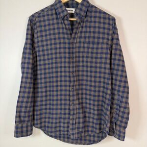 TAYLOR STITCH Mens The Jack Blue and Brown Plaid Button Down Shirt 38(M)